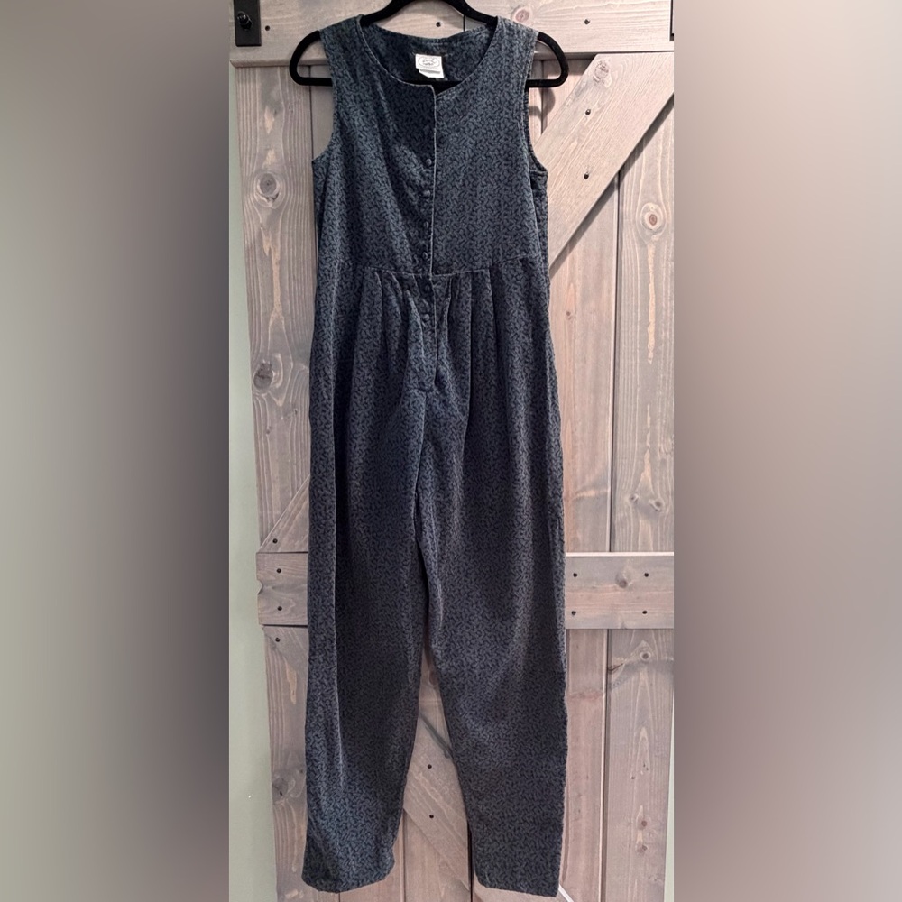 Laura Ashley 80s Vintage Corduroy Floral Jumpsuit UK made Cottagecore Size S